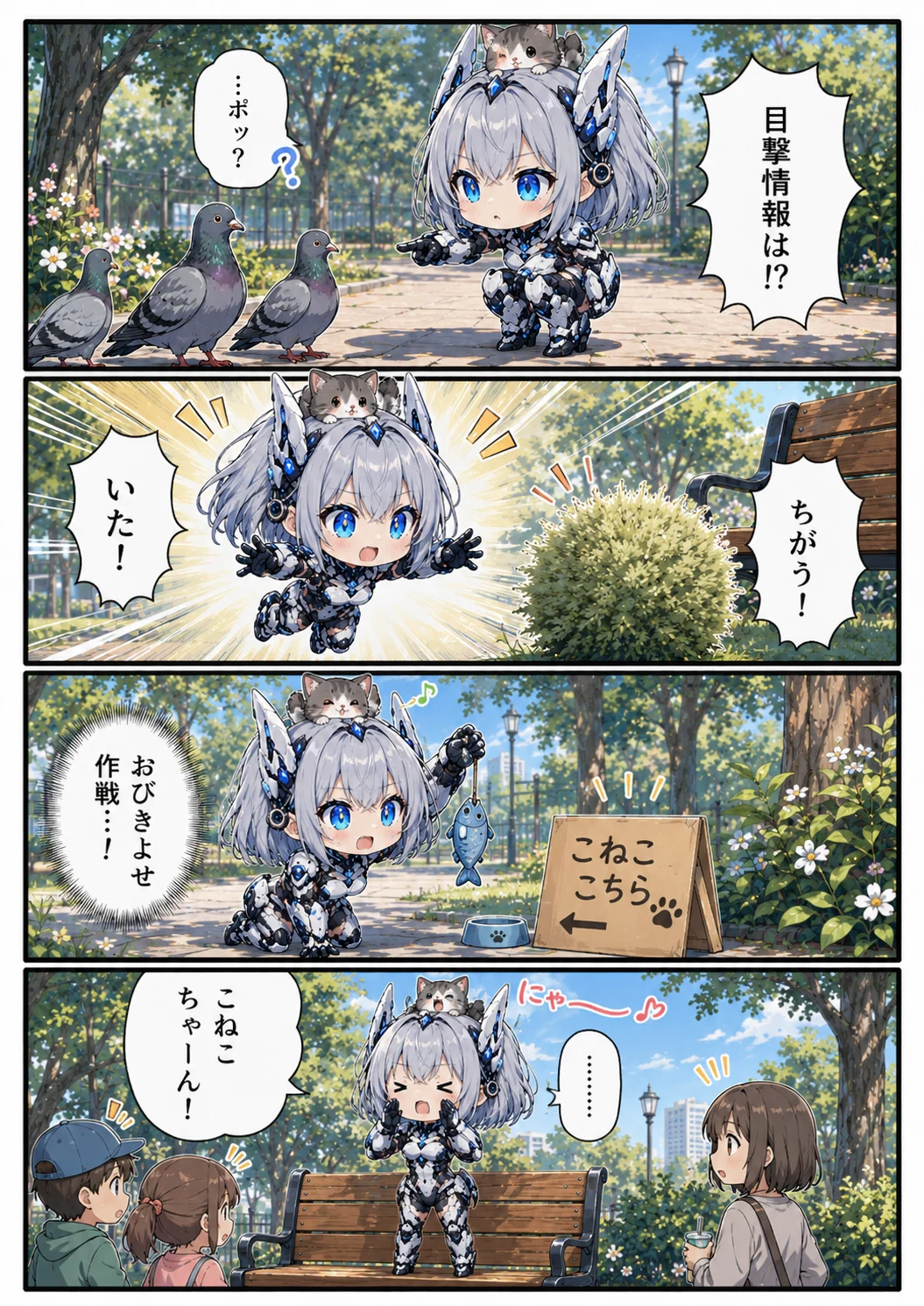 4コマ漫画 第4話「まいごのこねこ」2ページ目。