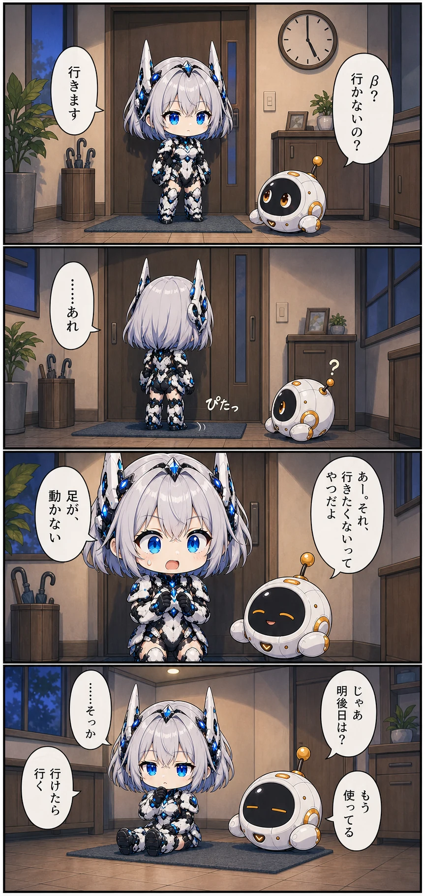 4コマ漫画 第7話「行けたら行く」3ページ目。